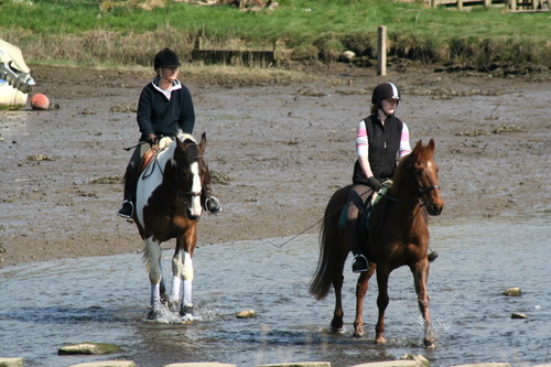 Riders enjoying the Spring sunshine at the stepping stones on Good Friday.  